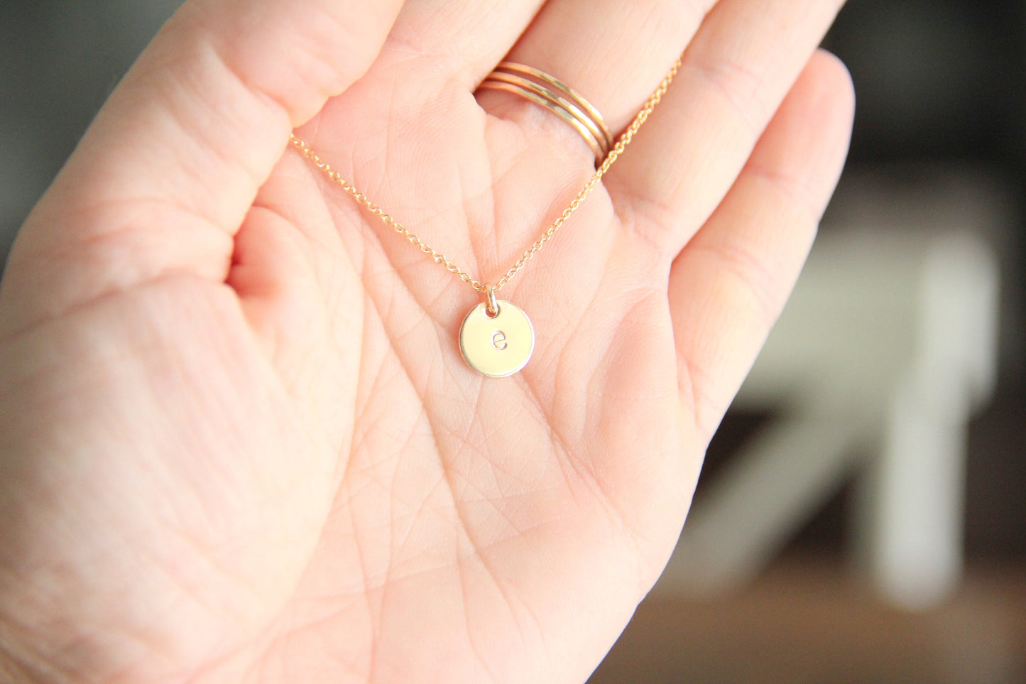 Initial Disks Necklace Lowercase, Small