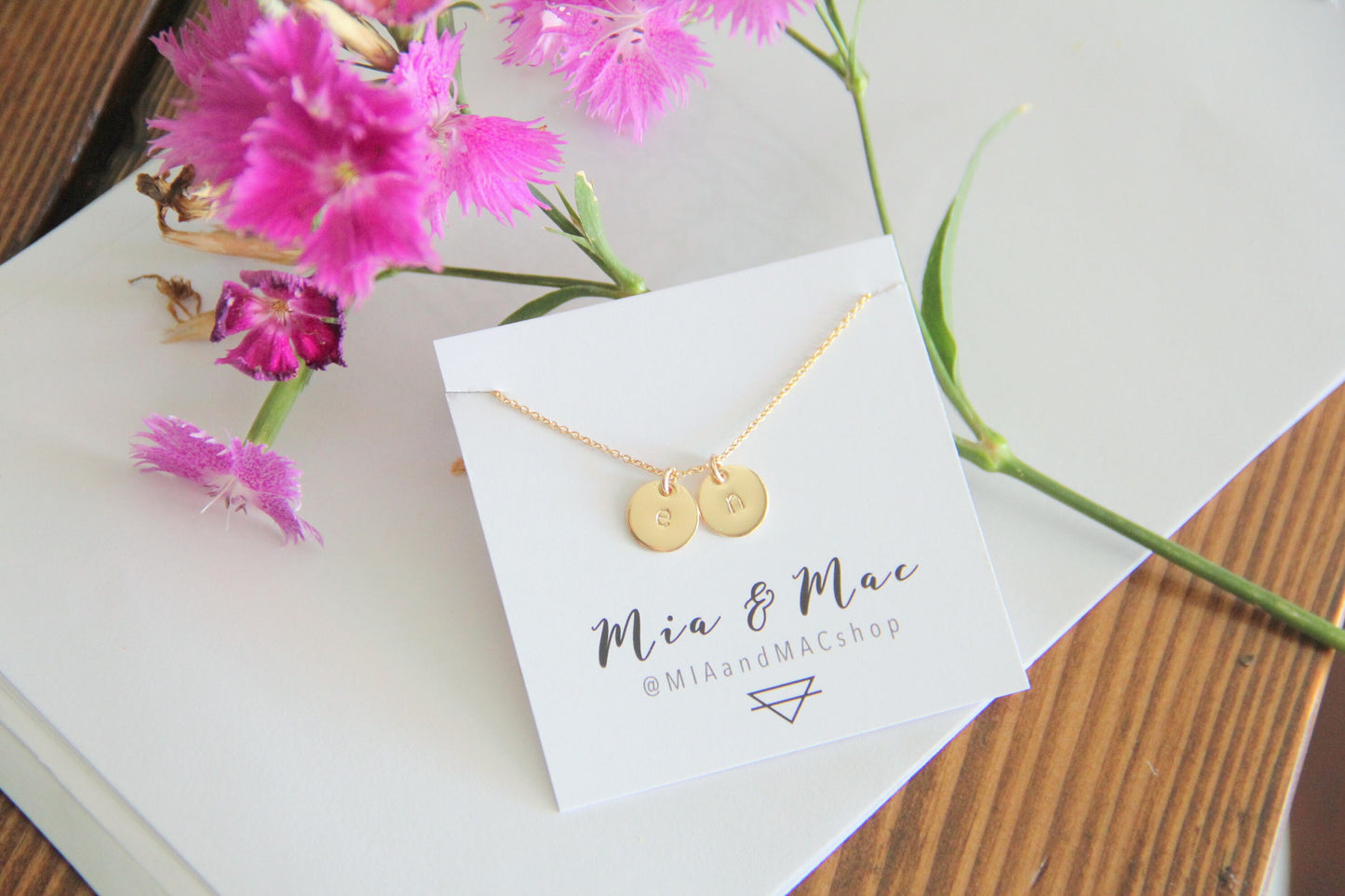 Initial Disks Necklace Lowercase, Small