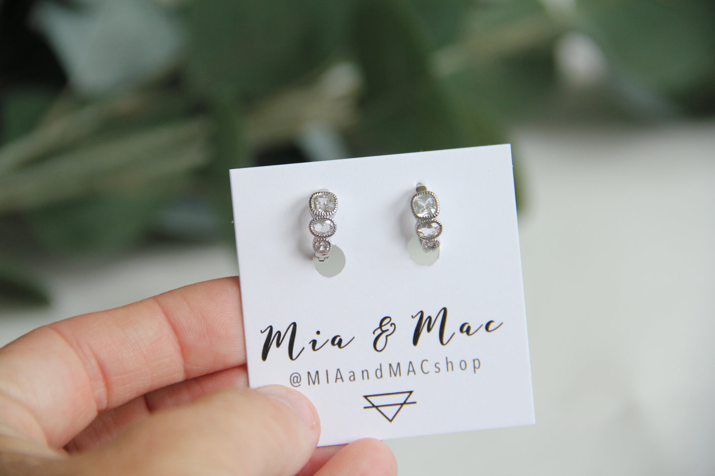 Three Stone Diamond Huggies