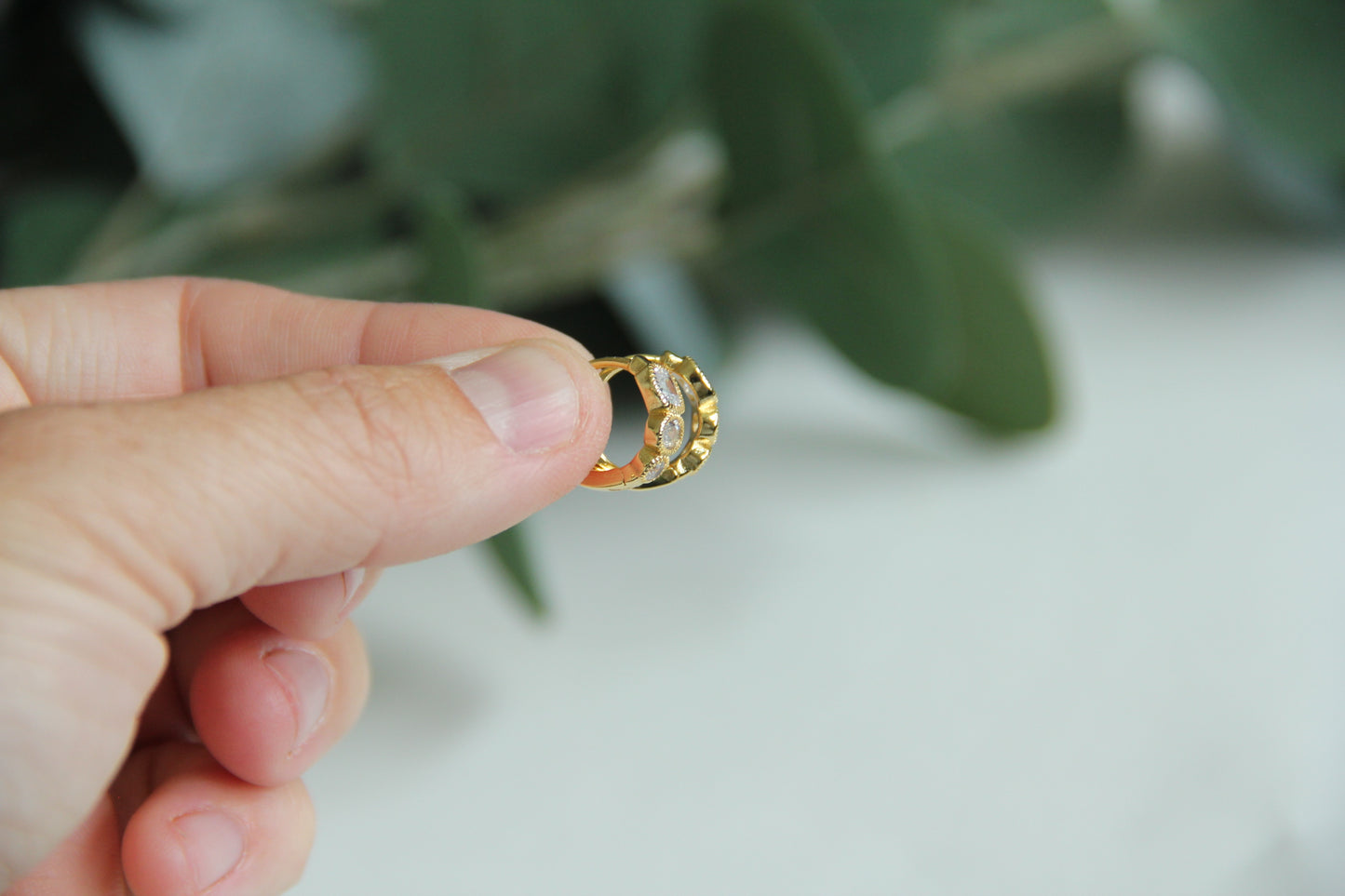 Three Stone Diamond Huggies