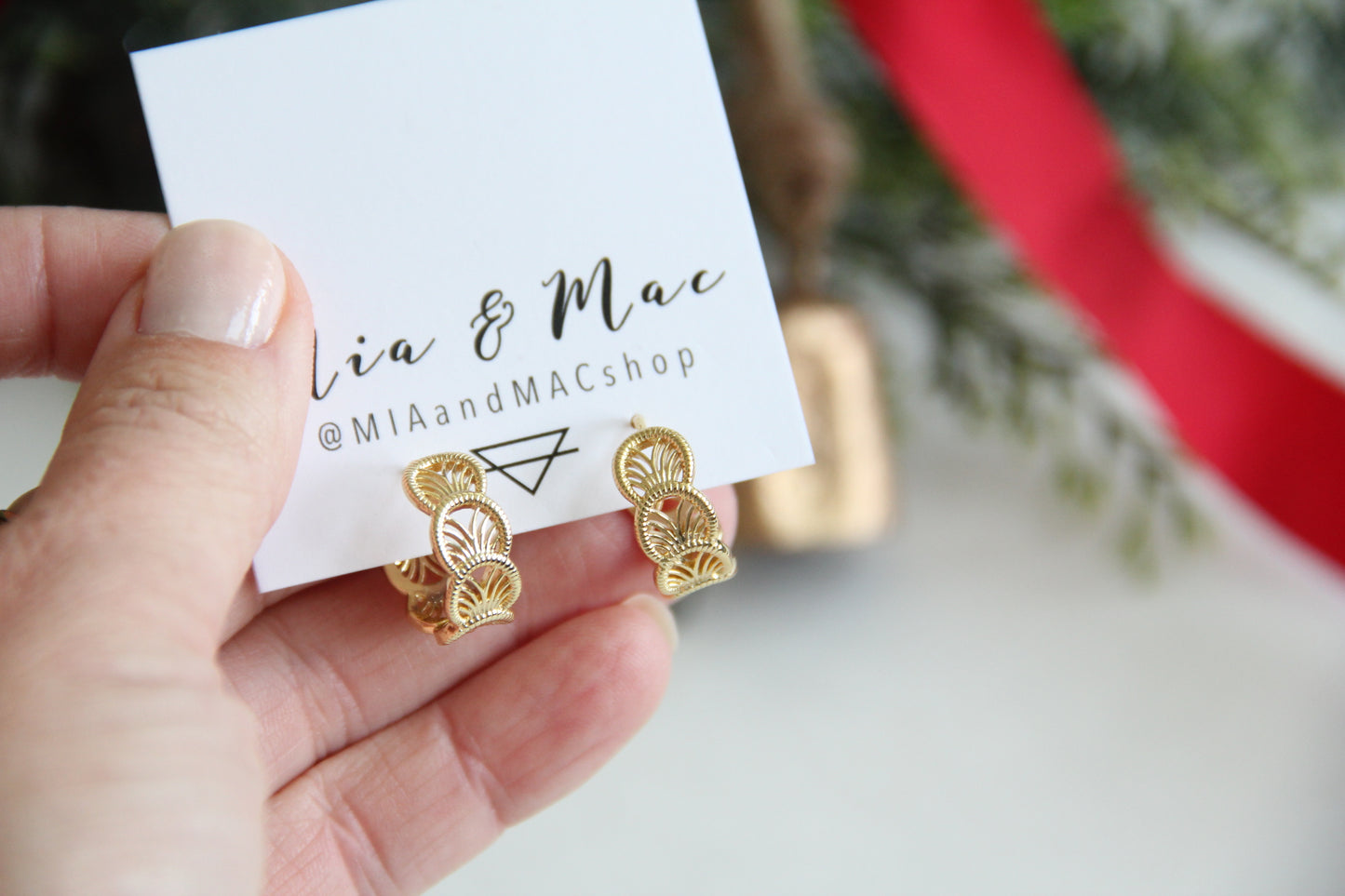 Geometric Filigree Huggies