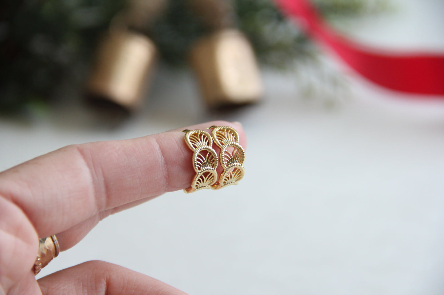 Geometric Filigree Huggies