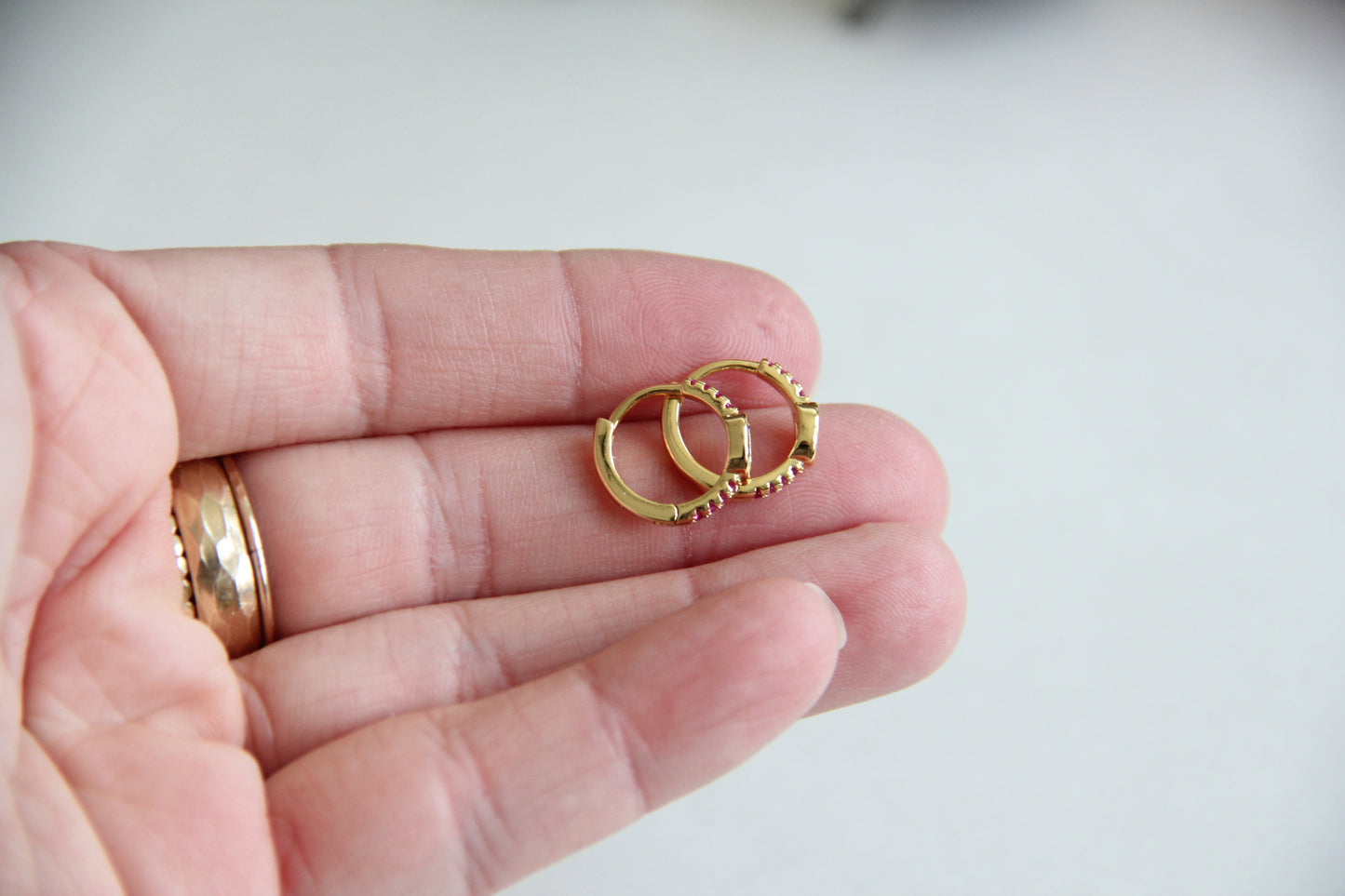 Gold Fuchsia Micro Paved Lined Clear Oval CZ