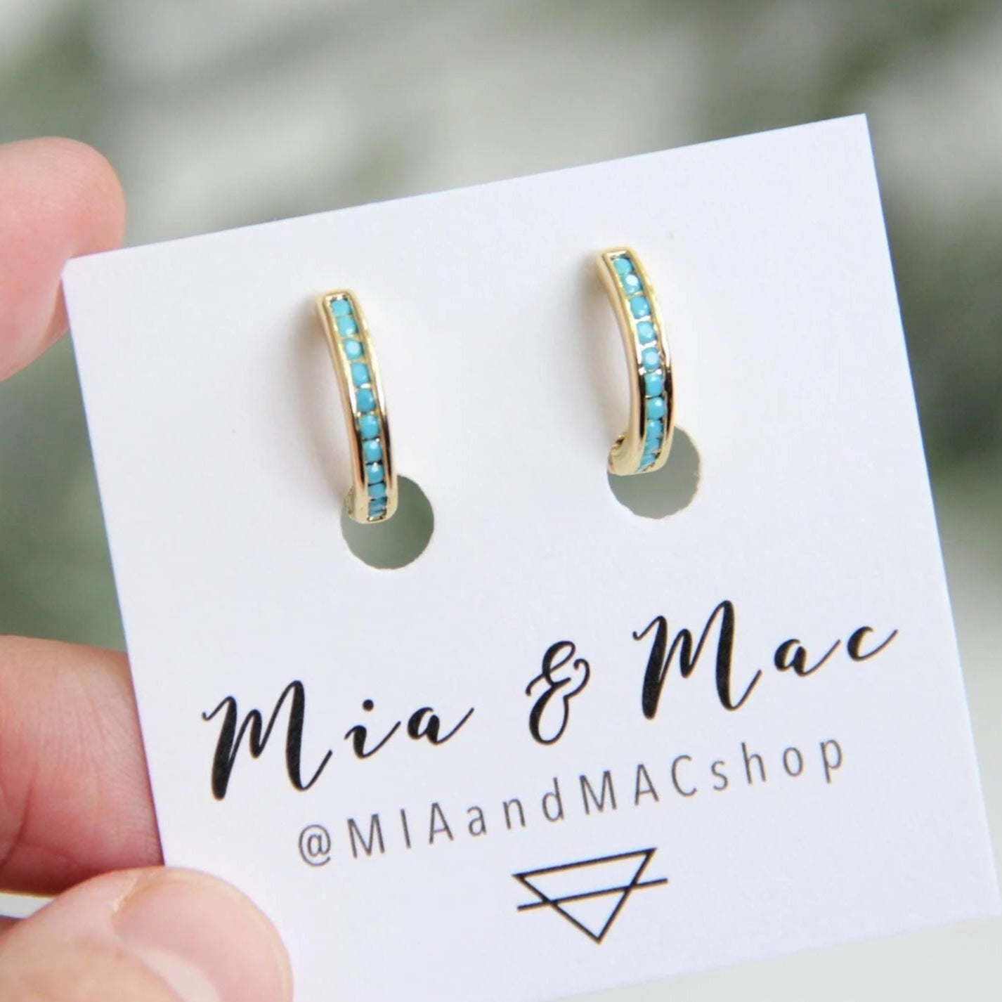 Turquoise Gold Hoops