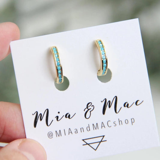 Turquoise Gold Hoops