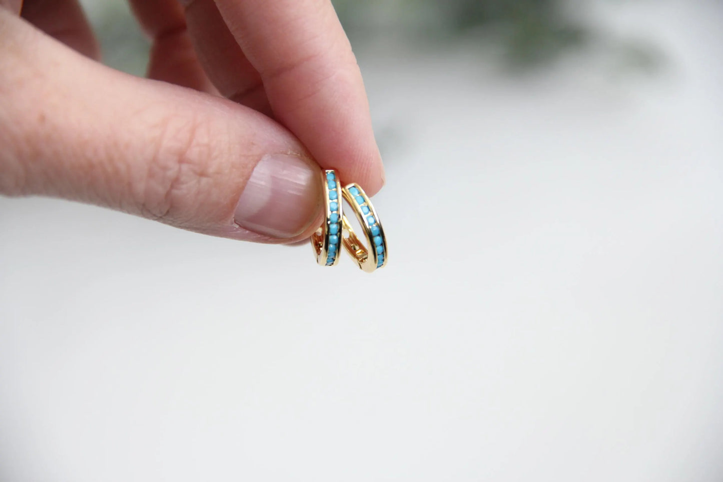 Turquoise Gold Hoops