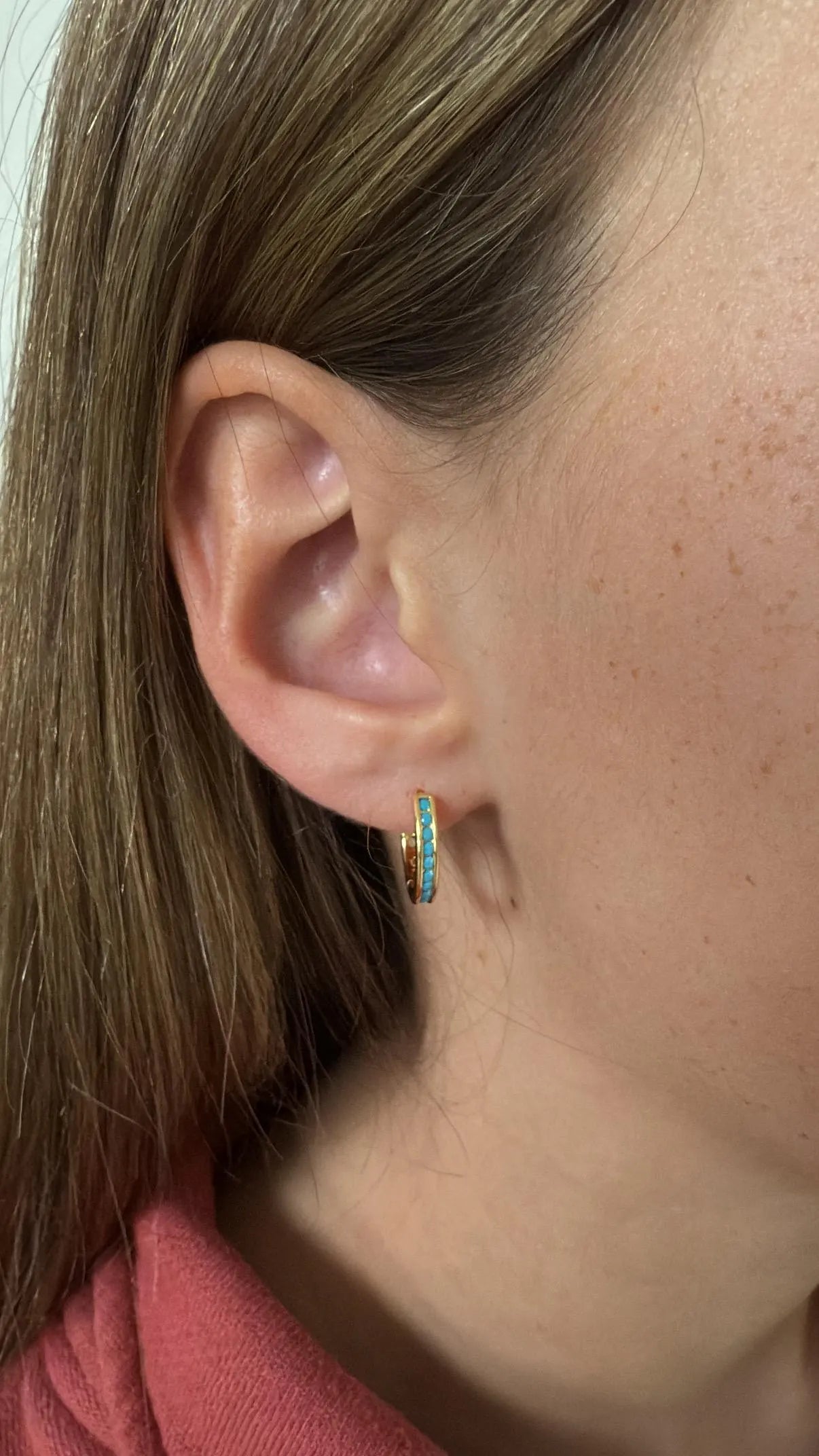 Turquoise Gold Hoops