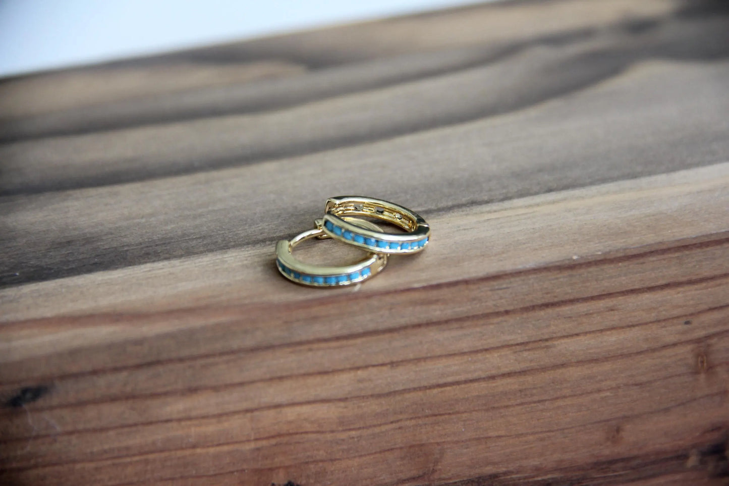 Turquoise Gold Hoops