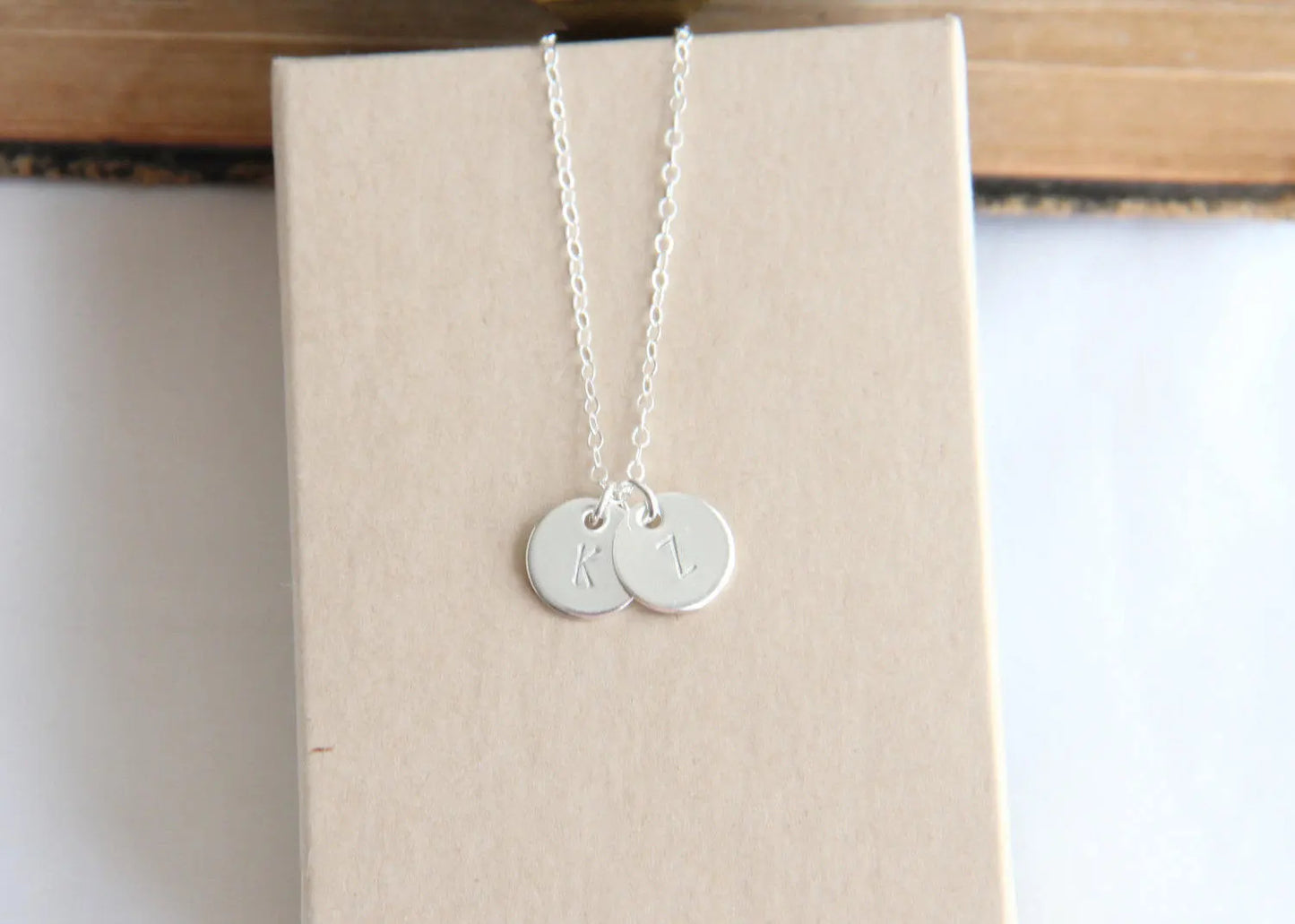 Double Initial Disk Necklace, Small