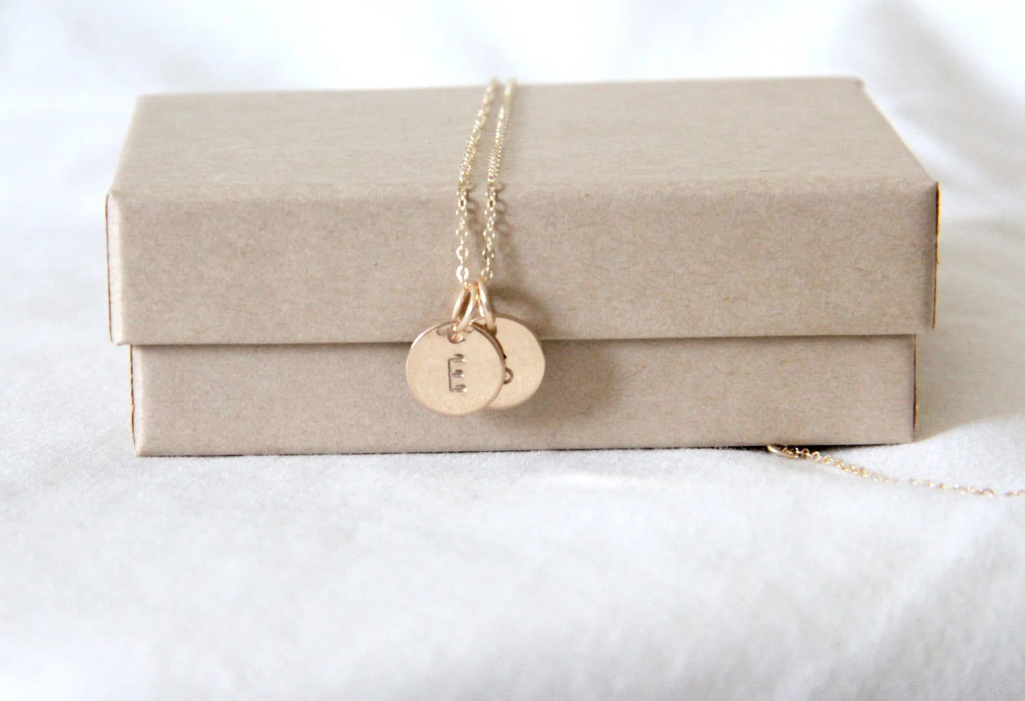 Double Initial Disk Necklace, Small